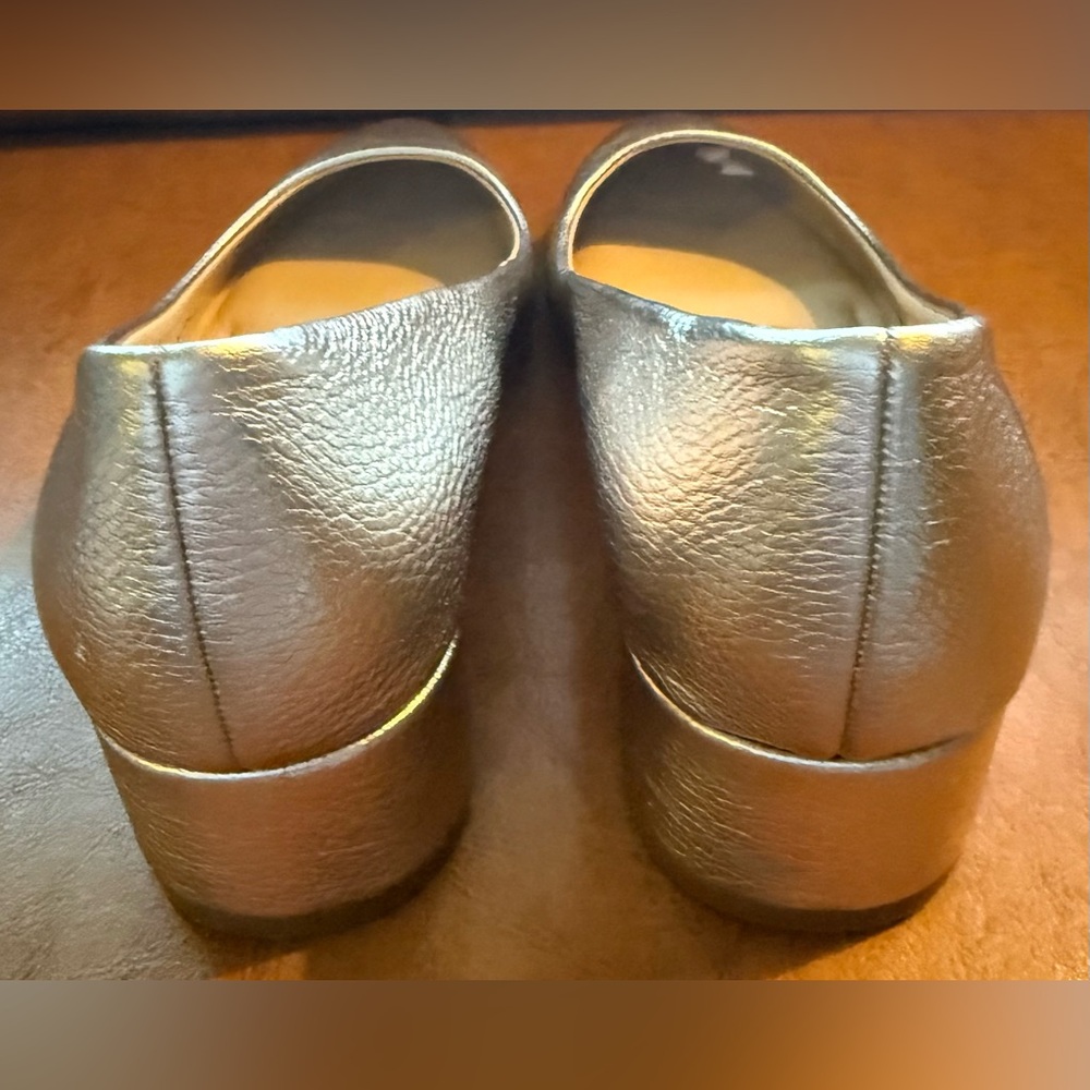 Dune London Bracket Gold Leather Block Heel Pumps 39 US 8.5 Wide - Picture 6 of 12